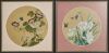 A Set of Two 'Flowers And Butterflies In Ink And Colour On Silk' Painting With Frames