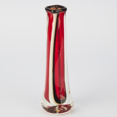 A Handblown Lyndon Over Red Glass Cone Vase