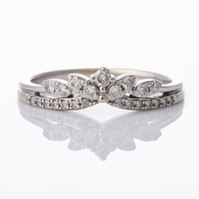 10ct White Gold, 0.23ct Diamond Band