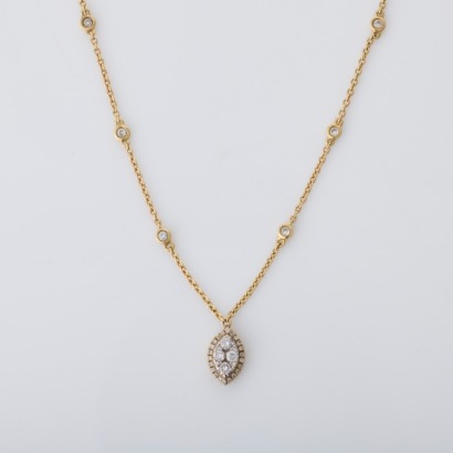 18ct Yellow Gold, 0.44ct Diamond Pendant on 43cm Chain