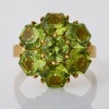 18ct Yellow Gold, Hexagonal Faceted Peridot Flower Ring