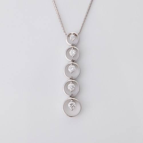 18ct White Gold, 0.47ct Diamond Pendant on 9ct White Gold, 50cm Foxtail Chain