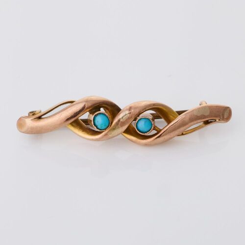 9ct Rose Gold, Estate, Turquoise Hollow Bar Brooch