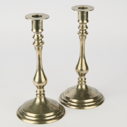 A Pair of Vintage 95% Pewter Baluster style Candlestick holders