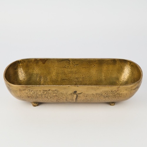 A Large Brushed Metal Dish
