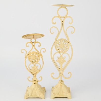 A Pair of Vintage Metal Style Candle Holders
