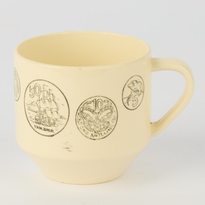 A Crown Lynn Pottery Comemorative Decimal Coin Cup
