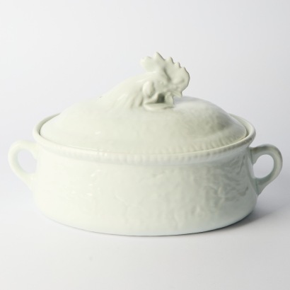 A Vintage Apilco France Large Porcelain Rooster Casserole with Lid