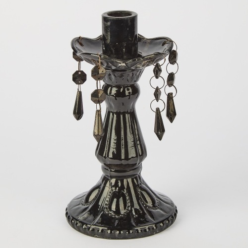 A Black Glass Candlestick
