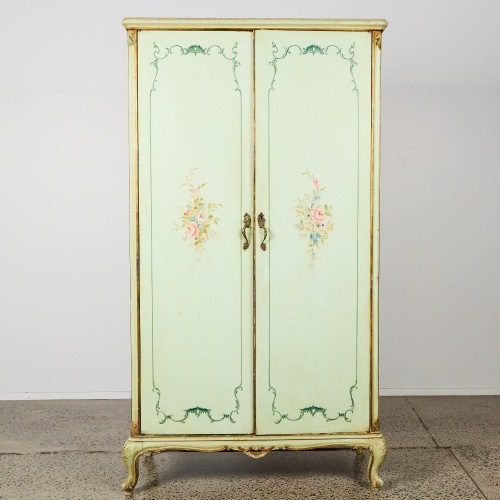 A Large Wardrobe with Floral Painted Design
