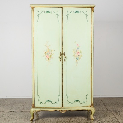 A Large Wardrobe with Floral Painted Design