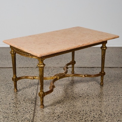 A Gold Coffee Table with Marble Top