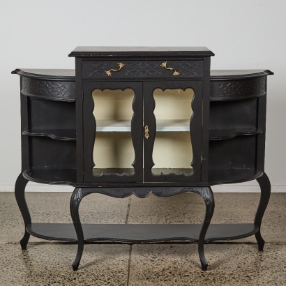 A Black Curved Sideboard