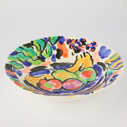 A Nicola Mannering NZ Large Hand-Painted Bowl