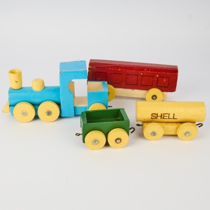 A Vintage Hand Painted Wood Train