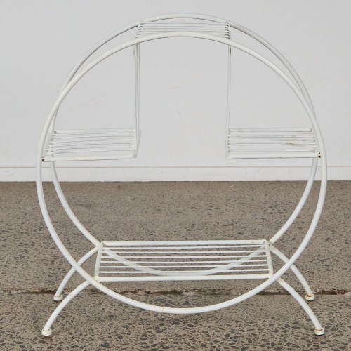 A White Art Deco Style Plant Stand