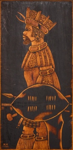 An African Burnt Wood Art Panel