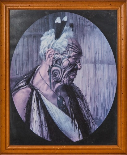A Framed Print of Wharekauri Tahuna By Charles F Goldie