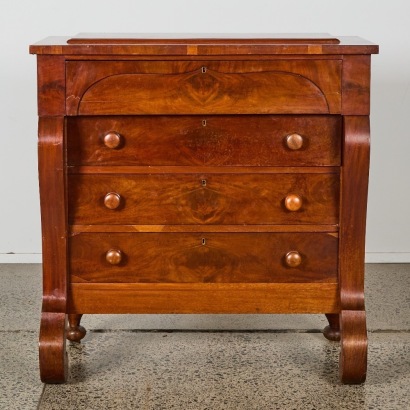 An Antique Empire Flame Mahogany Tallboy Drawers