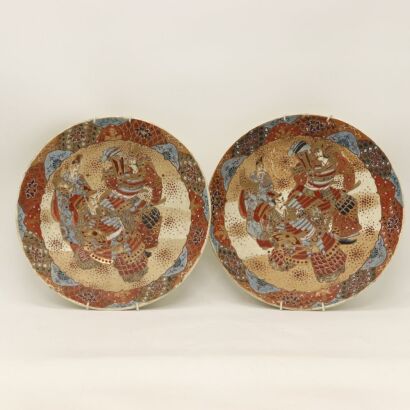 A Pair of Japanese Meiji Period Satsuma 'Figural' Dishes
