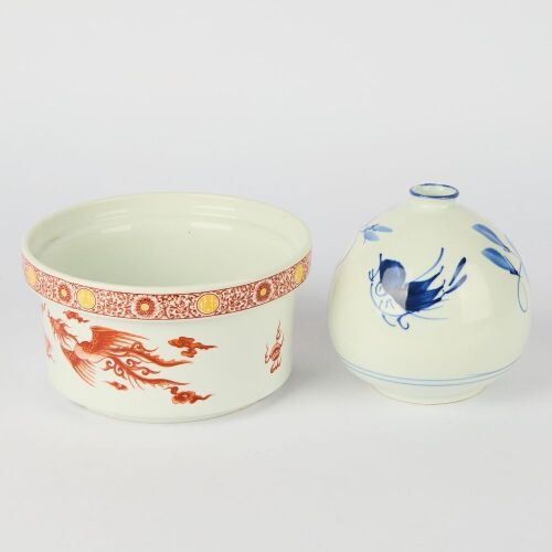A Chinese Iron-red 'Dragon' Bowl and A Chinese Blue and White Vase