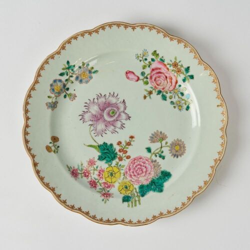 A Chinese Qing Dynasty Qianlong Famille-rose 'Floral' Lobed Dish
