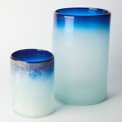 Two Handmade Blown Glass Vessels