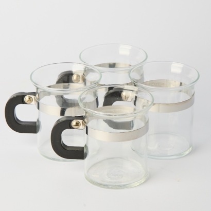 A Set of Four Vintage Bodum Chambord Glass Coffee Mugs