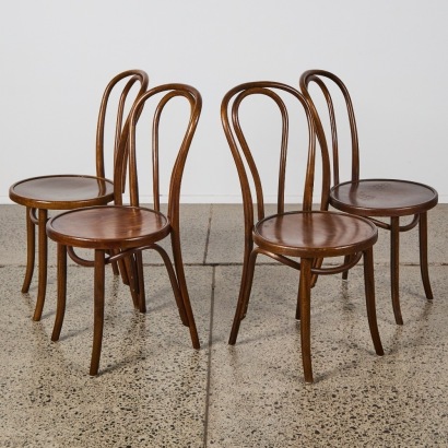 A Set of Four No. 14 Bentwood Chairs by FAMEG S.A., Radomsko, Poland