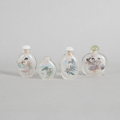 A Group of Four Chinese Glass Snuff Bottles