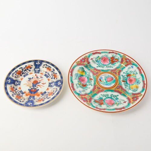 A Set of Two Chinese Hand-painted Floral Dishes