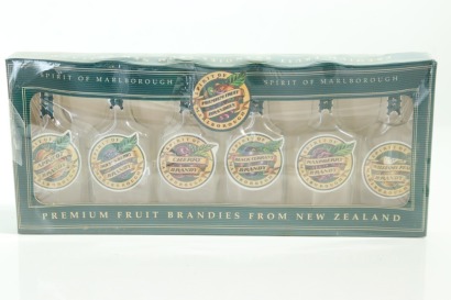 (1) Spirit of Marlborough Premium Fruit Brandies Miniature Box, 6 Sold as One Lot