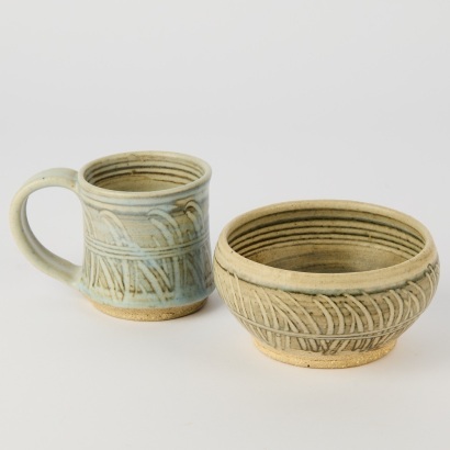 A John Lawrence Pottery Mug & Sugar Bowl