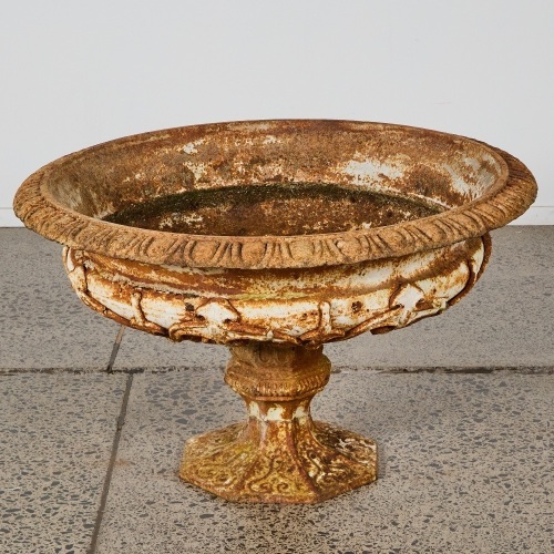 A Victorian Large Cast Iron Garden Urn
