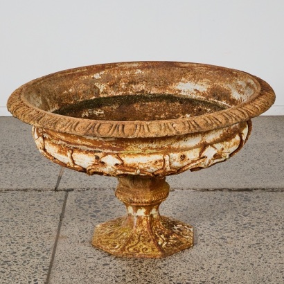 A Victorian Large Cast Iron Garden Urn