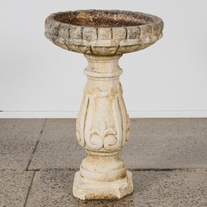 A Cast Stone Garden Bird Bath on Pedestal