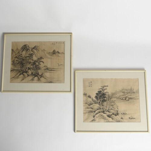 A Pair of Chinese Ink Landscape Paintings