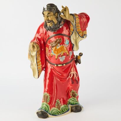 A Chinese 20th Century Foshan Pottery Figure of Zhong Kui