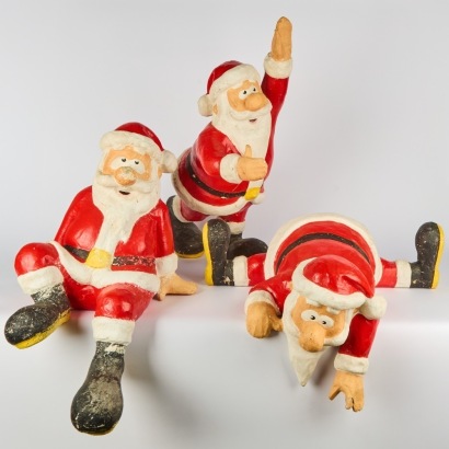 A Trio of Vintage Papier Mache Santas