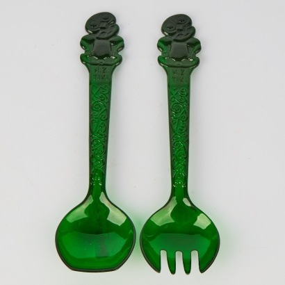 A Pair of Plastic NZ Tiki Salad Servers
