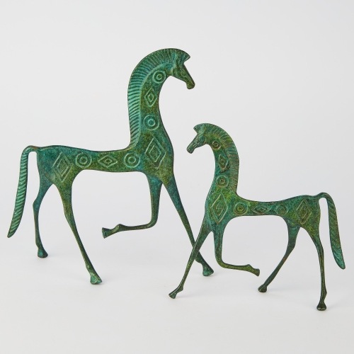 A Pair of Etruscan Horse Sculptures