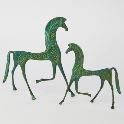 A Pair of Etruscan Horse Sculptures
