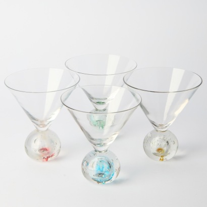 A Set of Four Large Vintage Martini Bubble Glasses