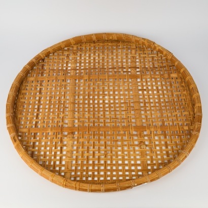 A Large Mid-Century Handwoven Bamboo Gathering Basket
