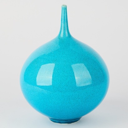 A Beautiful Bright Blue Peter Collis Orb Vase