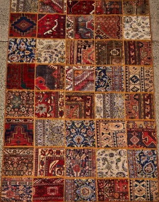 A Hand-Knotted Patchwork Rug
