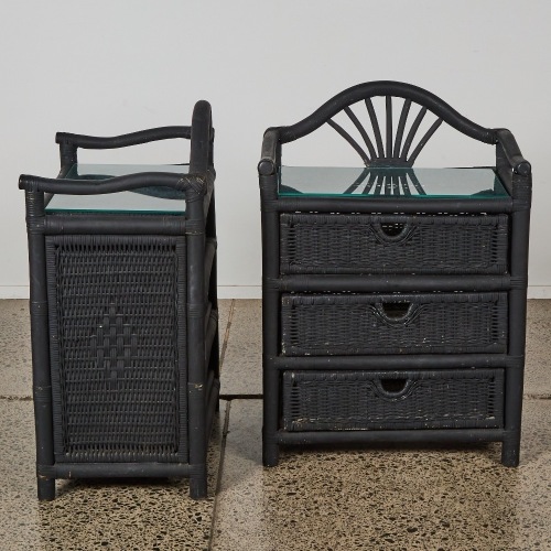 A Pair of Painted Cane Storage Units