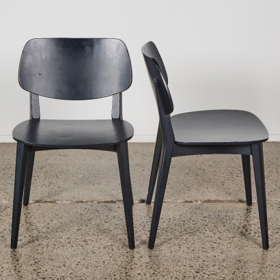 A Pair of Billiani Chairs In Black Oak