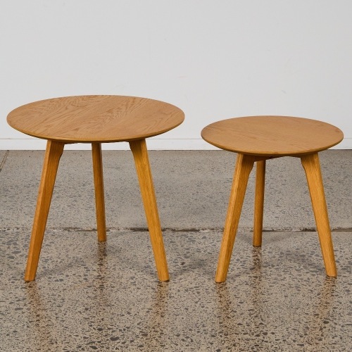 A Pair of Solid Oak Side Tables