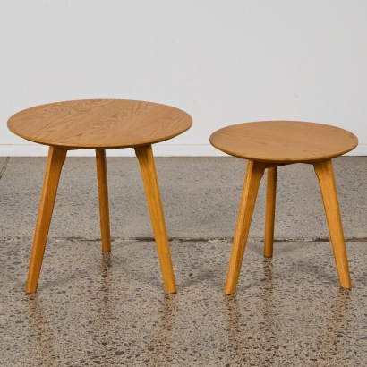 A Pair of Solid Oak Side Tables